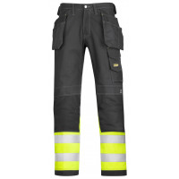 Snickers Workwear High-Vis Baumwoll-Arbeitshose mit HP, Klasse 1, 3235