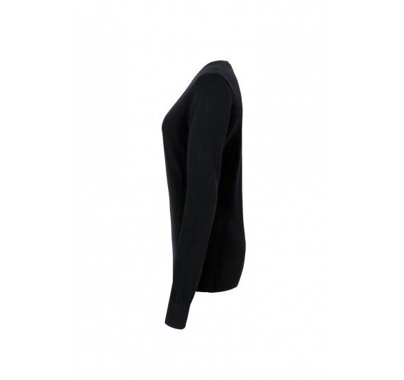 Hakro Damen-V-Pullover Premium-Cotton, Farbe schwarz, Größe XS