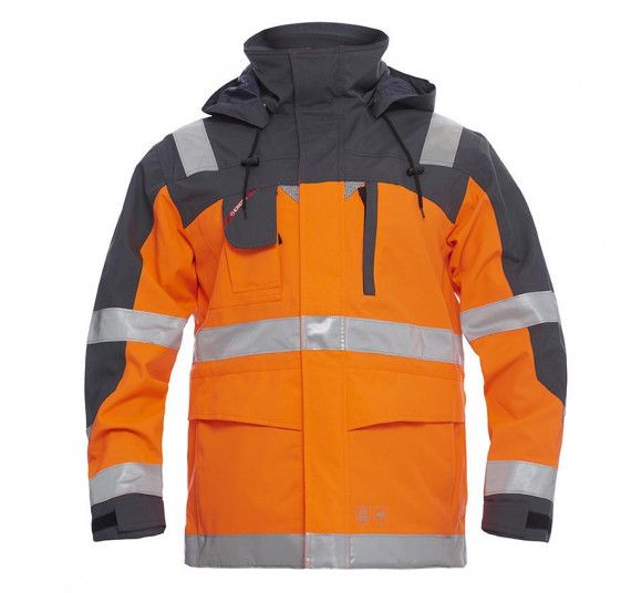 FE-Engel EN 20471 Parka Shell Jacke, 1000-928, Farbe Orange/Grau, Größe 3XL