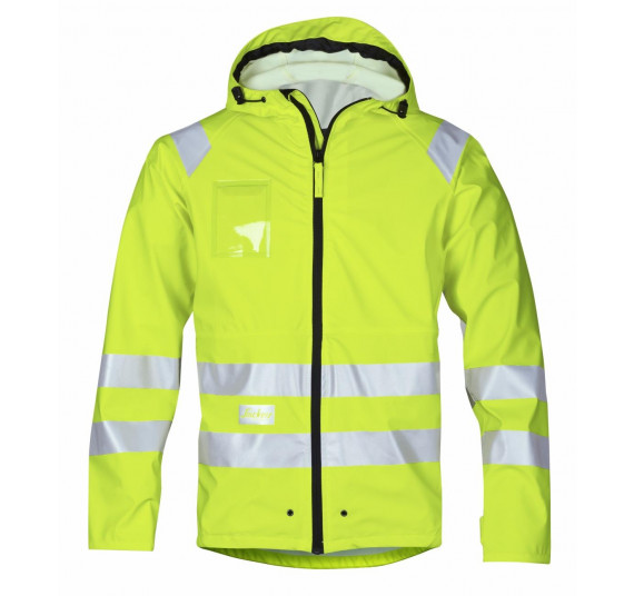 Snickers Workwear High-Vis PU Regen-Arbeitsjacke, Klasse 3, 8233, Farbe High Visibility Yellow/Base, Größe L