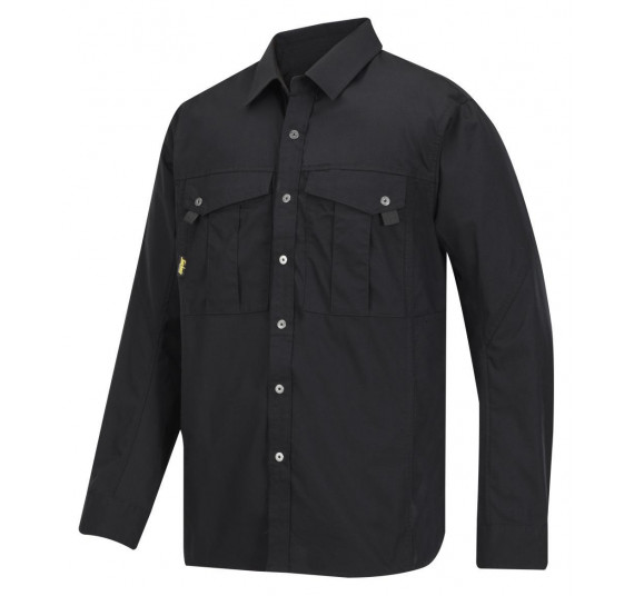 Snickers Workwear Rip-Stop Langarm-Arbeitshemd, 8508, Farbe Black, Größe XS