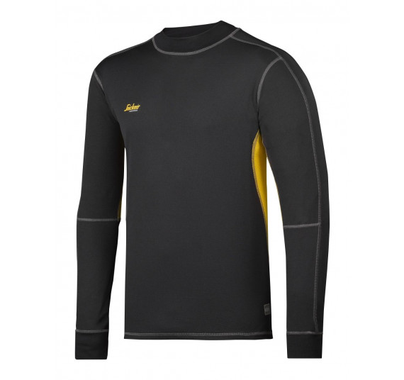 Snickers Workwear Langarm Shirt, 9421, Farbe Black/Mustard Yellow, Größe L